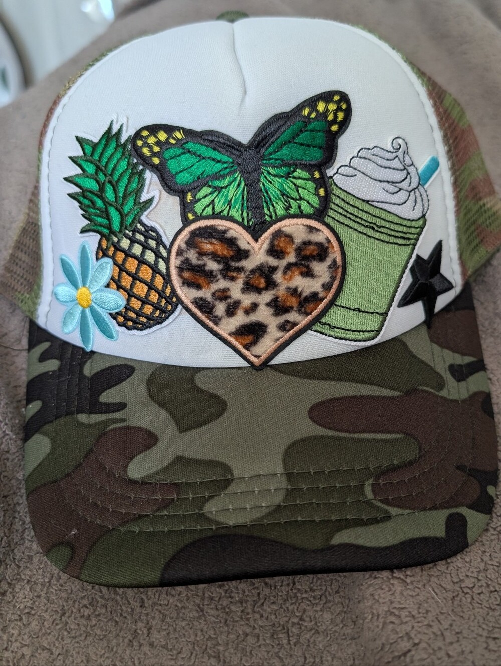 Camo Trucker Hat With Patches